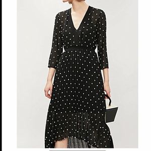 MAJE Rivoli Micro-floral Embroidered Midi Dress In Black